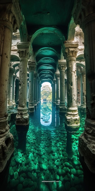 Foto una barca in acqua sotto un ponte