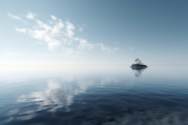 青い空と雲と水の中のボート