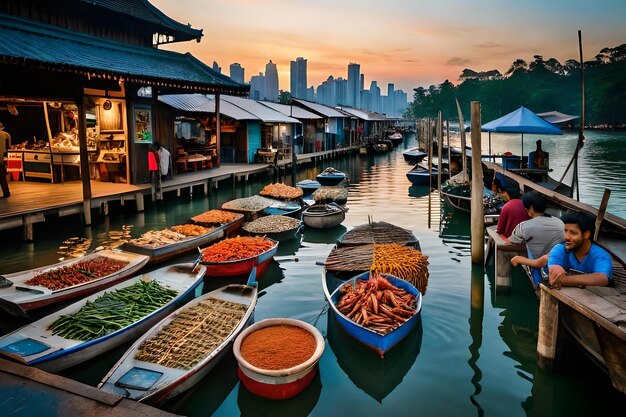 A boat with a view of a city in the background