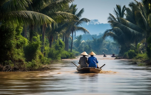 写真 vietnam39s メコン川デルタでのボート遊び 生成 ai