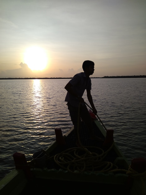 Boatman in Sunrise