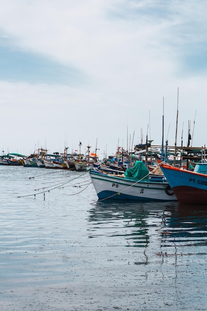 Boats at El Chaco beach Paracas Ica Peru