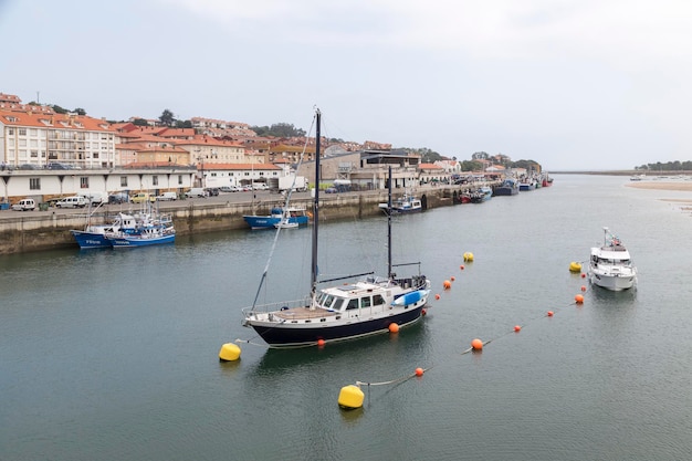 Boats in the estuary of San Vicente de la Barquera Cantabria Spain