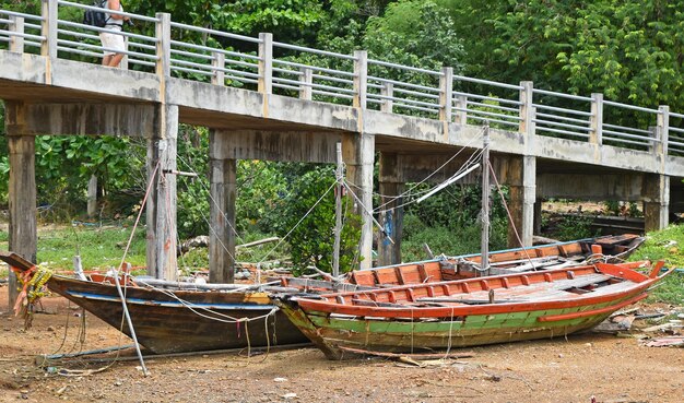 Foto barche sul campo contro il ponte