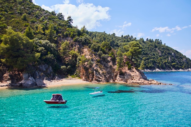 Boats floating in aegean