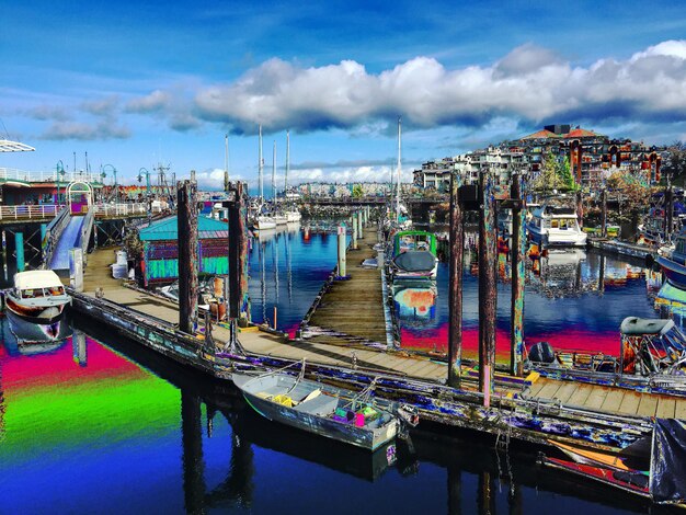 Boats in harbor