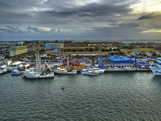 Boats in harbor