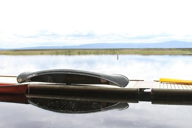 Boats in a marina on a lake