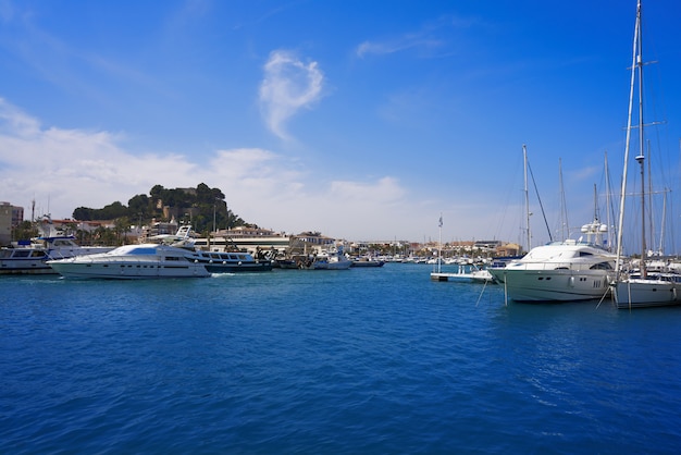 Boats in marina port of denia in spain