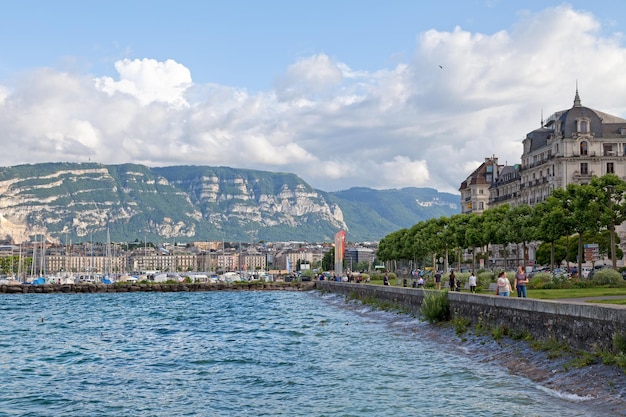 Boats moored at the marina of Geneva