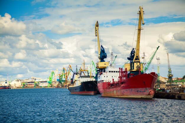 Boats at the port of Klaipeda