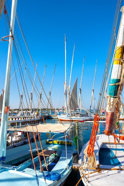 Boats in the port of Luxor, Egypt