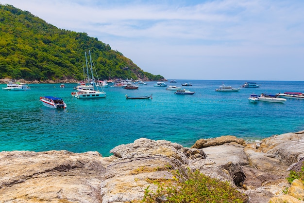 boats at Raya Island, Phuket, Thailand