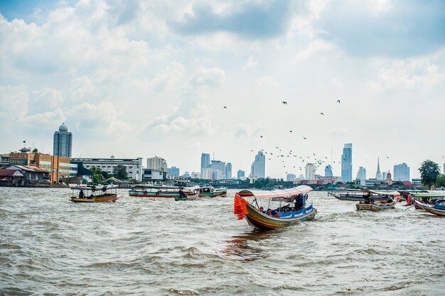 Boats on the river in bangkok