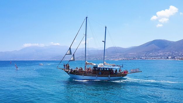 Boats at sea in crete island