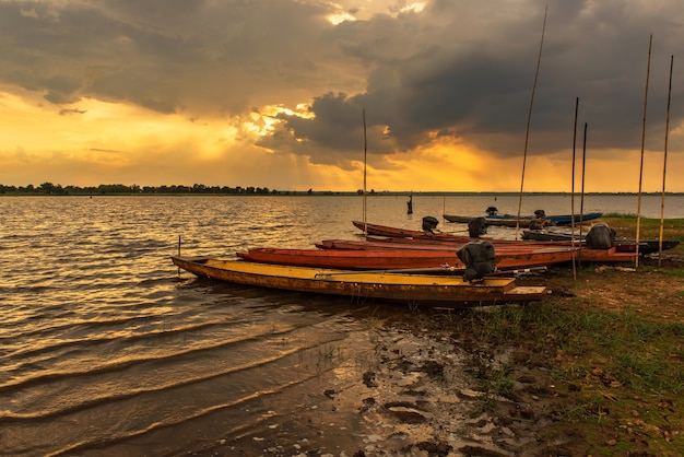 Boats in sunset