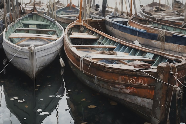 Boats in the water by the artist