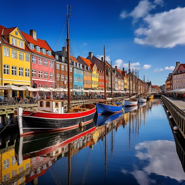 Boats in the water front of buildings