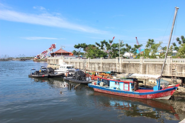 Boats in the water at the port of hoi an