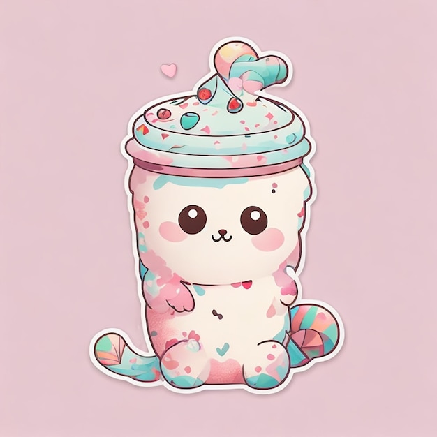 Boba sticker Boba Adorable Lovely Excited Cute happy Boba character illustration