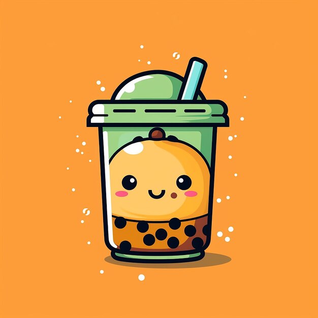 Photo boba tea delight vector icons stickers and cute cartoon designs