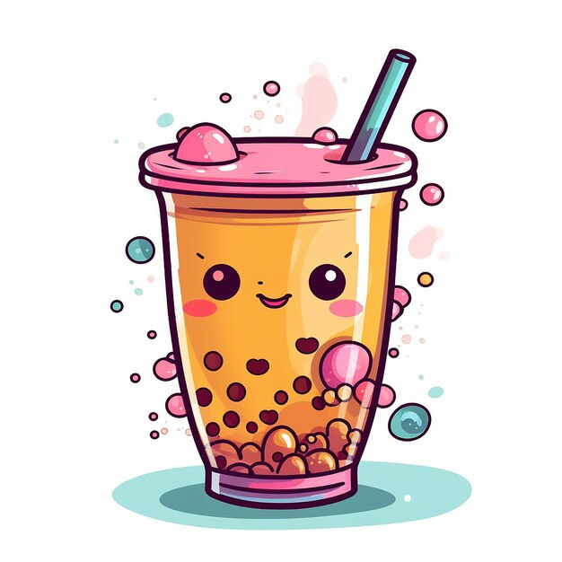 Boba Tea Delight Vector Icons Stickers and Cute Cartoon Designs