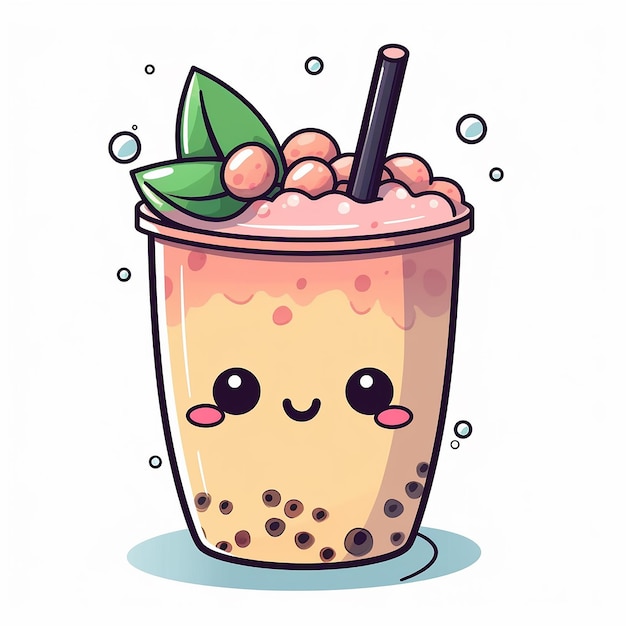 Foto boba tea delight icone vettoriali adesivi e disegni di cartoni animati carini