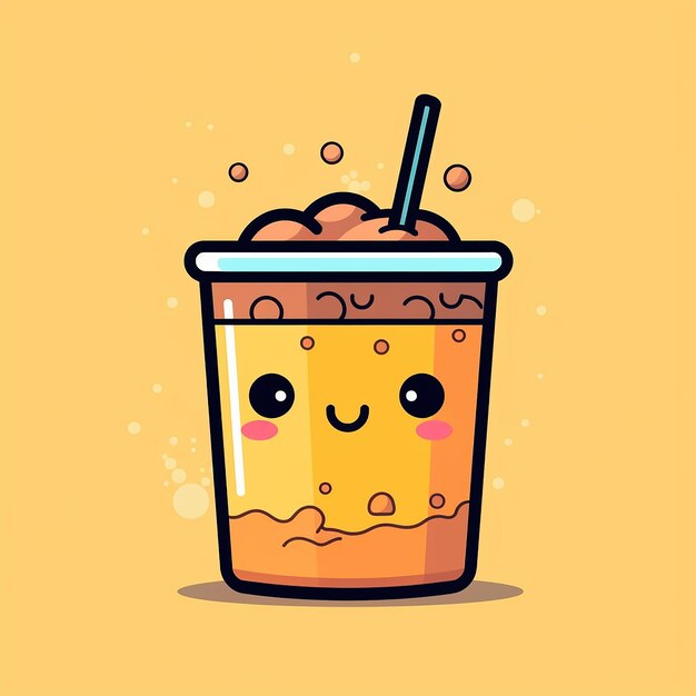 Photo boba tea delight vector icons stickers and cute cartoon designs