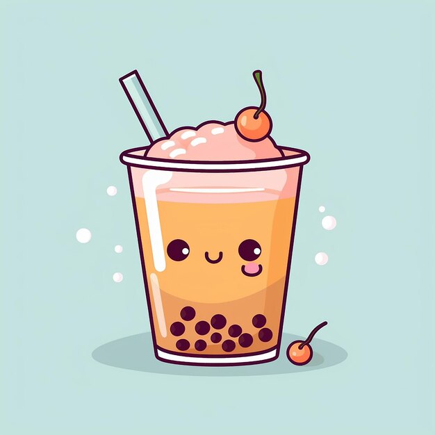 Boba Tea Delight Vector Icons Stickers en Leuke Cartoon Ontwerpen