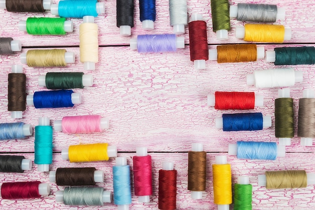 Bobbins with colorful threads