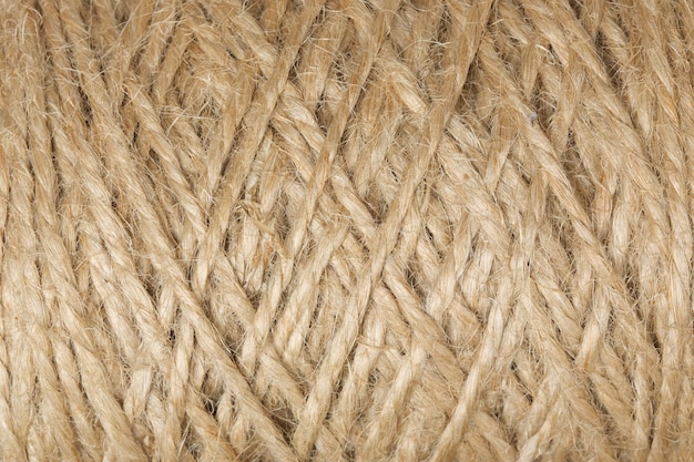 Bobine of a jute fiber. Closeup. Background