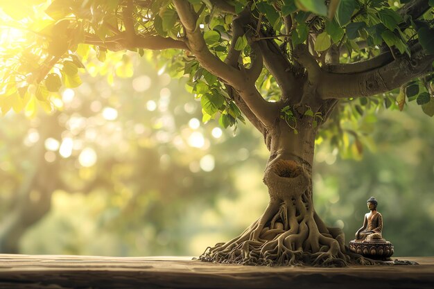 Photo bodhi sacred fig tree illustration background