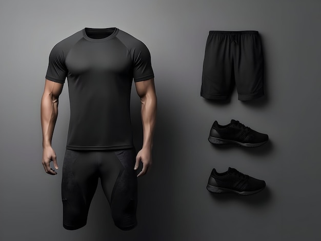 Photo body builder man fitness suit mockup 3d man fitness suit mockup male gym and sport suit mockup