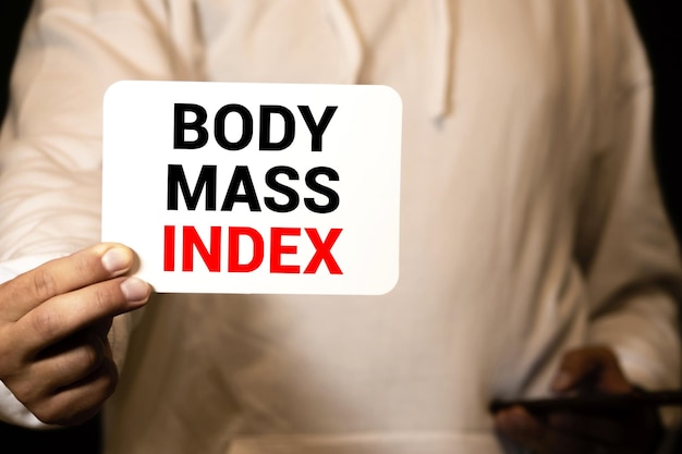 Photo body mass index text on notebook