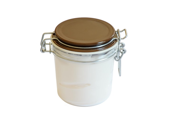 Body oil jar with brown lid