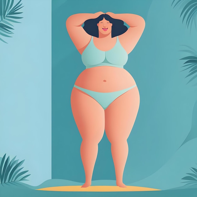 Body positivity vector art of a happy woman