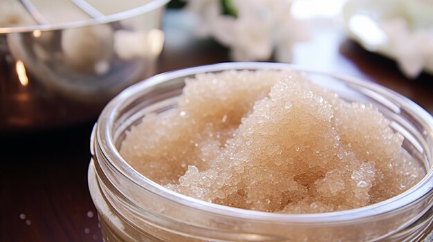 Foto body scrub in a jar macro cosmetics product