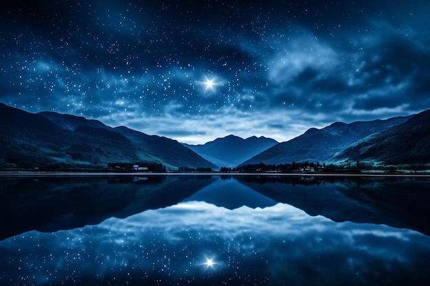 Body of water under blue sky during night time