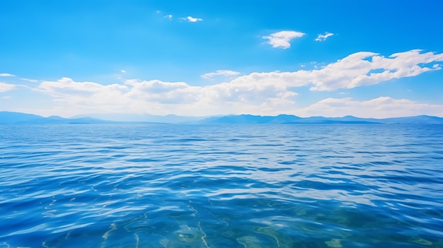 a body of water with a mountain in the background