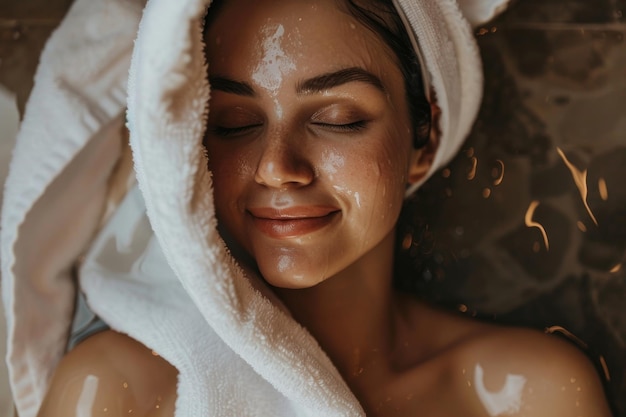 Foto corpo donna giovane sorridente spa