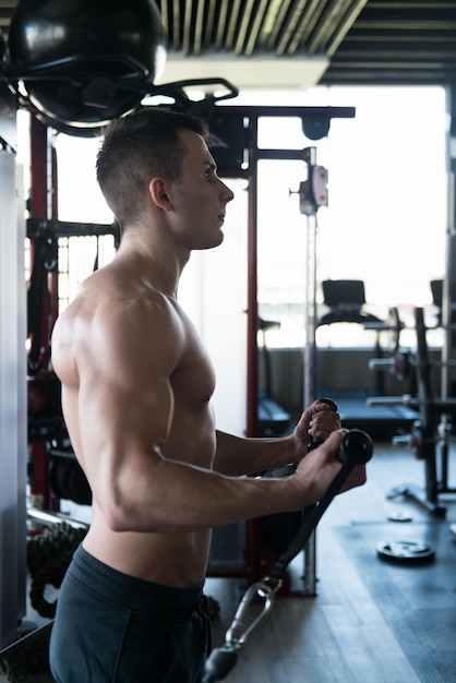 Bodybuilder Exercising Biceps