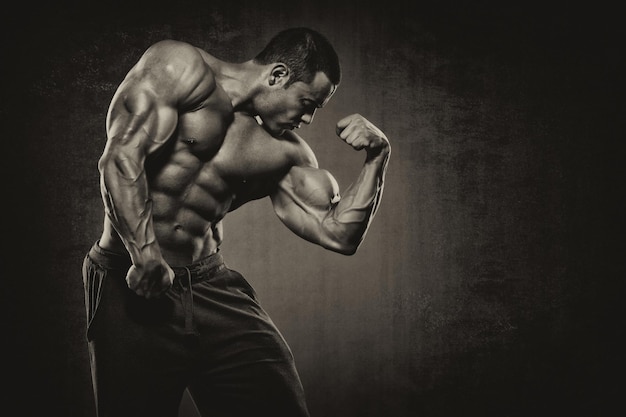 bodybuilder flexing muscles