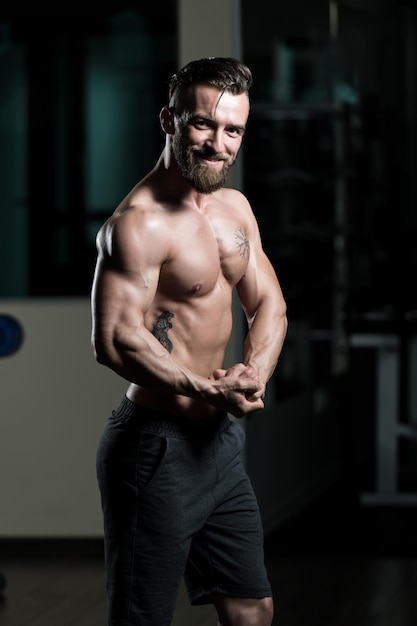 Bodybuilder Performing Side Chest Pose