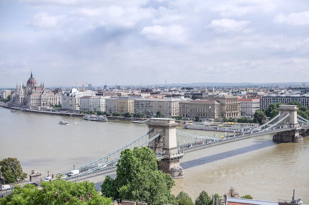 Boedapest. Hongarije. Uitzicht op de stad aan de rivier de Donau