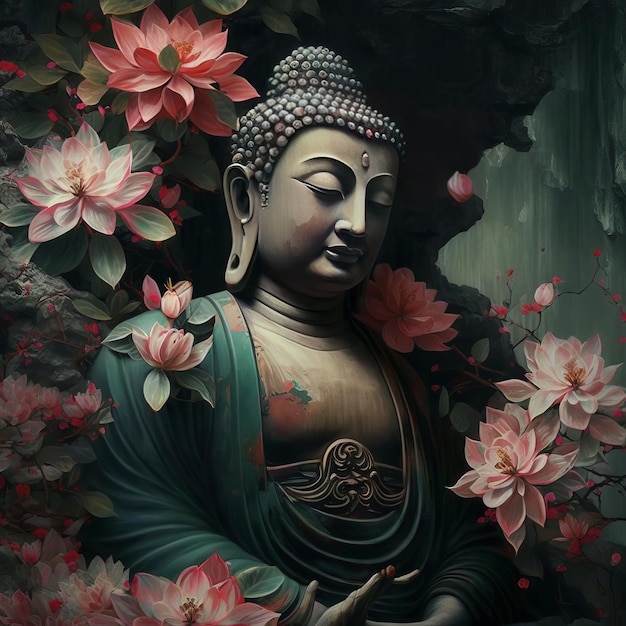 Boeddha Illustratie voor boeddha purnima en vesak dag Generatieve Ai