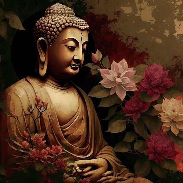 Boeddha Illustratie voor boeddha purnima en vesak dag Generatieve Ai