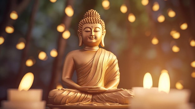 Boeddha Purnima Vakantie Achtergrond Illustratie AI GenerativexA