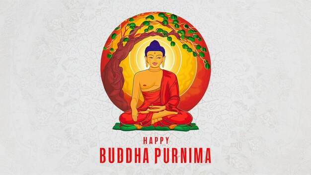 Boeddha Purnima Vesak Dag illustratie geïsoleerd op witte achtergrond