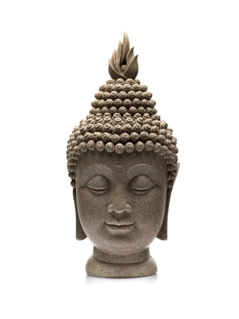 Boeddhabeeld hoofd op een witte achtergrond