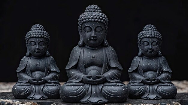 Boeddhabeeld op een zwarte achtergrond close-up